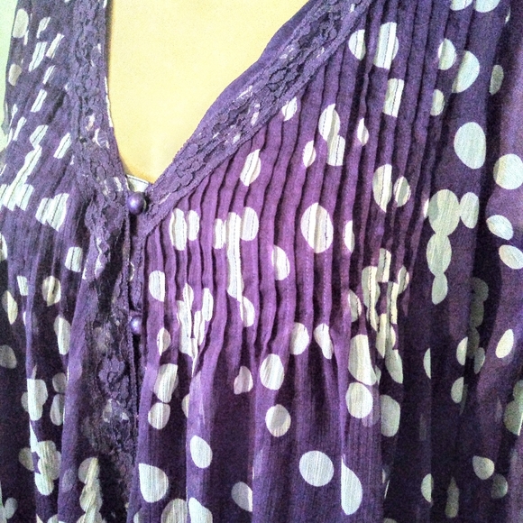 Maternity Style Purple Polka Dot Top. - Picture 5 of 6